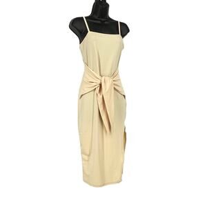 Zaful Forever Young Faux Wrap Midi Slip Dress in Cream Size 6
